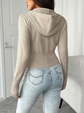 LIZAKOSHT  -  Devine Drawstring Zip Up Hooded Cardigan